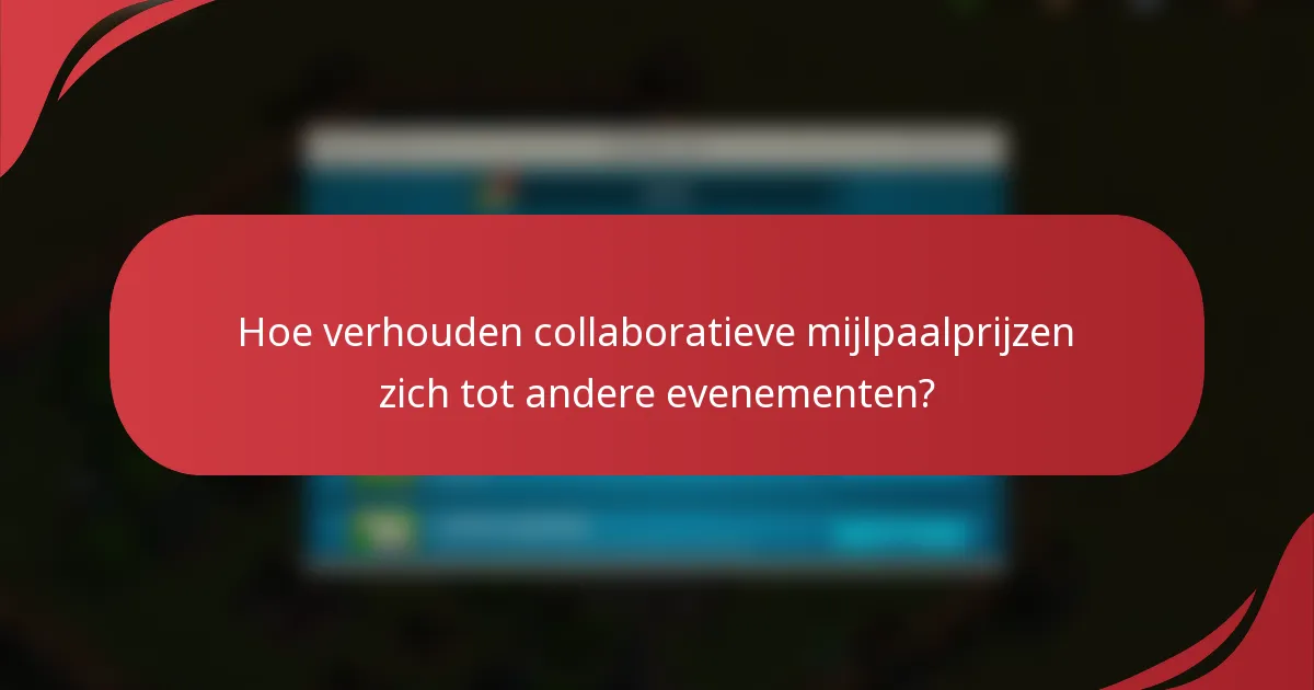 Hoe verhouden collaboratieve mijlpaalprijzen zich tot andere evenementen?