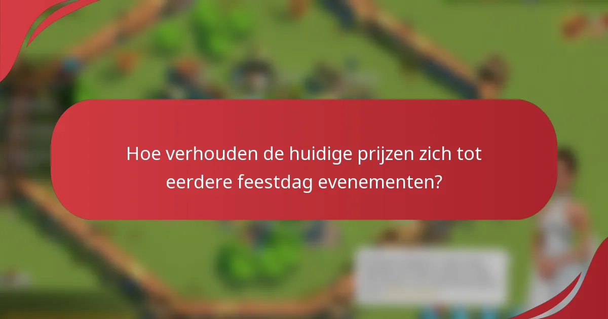 Hoe verhouden de huidige prijzen zich tot eerdere feestdag evenementen?