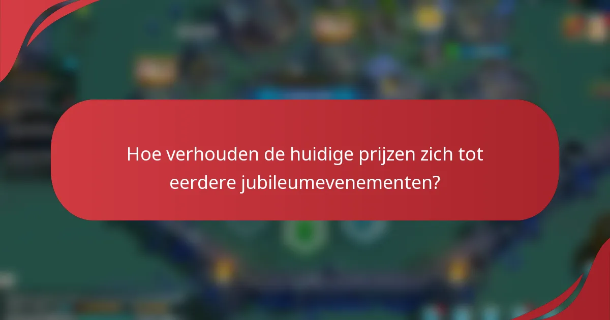 Hoe verhouden de huidige prijzen zich tot eerdere jubileumevenementen?