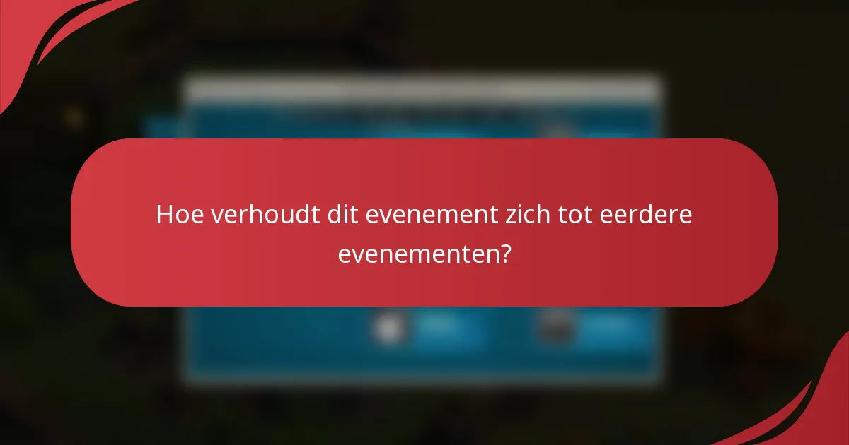 Hoe verhoudt dit evenement zich tot eerdere evenementen?